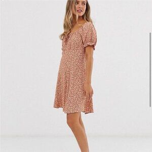 New Look Ditsy Floral Mini Dress Peach ASO Sweet Magnolias Sz 8